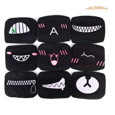 Khẩu Trang Anime/Manga Hàn Quốc Đen Cotton Chống Bụi - Thiết Kế Dấu X Độc Đáo, Thoáng Mát Cho Mọi Giới Tính
