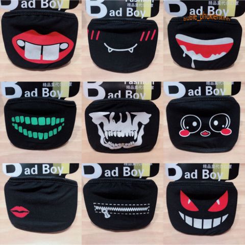 Khẩu Trang Anime/Manga Hàn Quốc Đen Cotton Chống Bụi - Thiết Kế Dấu X Độc Đáo, Thoáng Mát Cho Mọi Giới Tính
