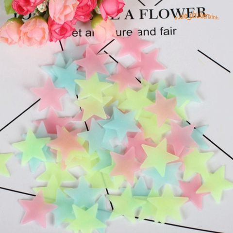 Combo 10 Gói 100 Ngôi Sao Dán Tường Dạ Quang 3cm - Phát Sáng Trong Đêm, Trang Trí Phòng Ngủ Lung Linh, An Toàn, Không Độc Hại