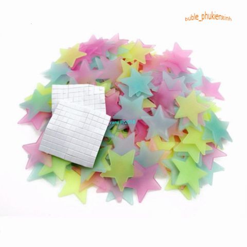 Combo 10 Gói 100 Ngôi Sao Dán Tường Dạ Quang 3cm - Phát Sáng Trong Đêm, Trang Trí Phòng Ngủ Lung Linh, An Toàn, Không Độc Hại
