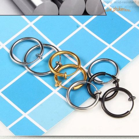 Khuyên Tai Nam Kẹp Tròn Titan Thời Trang - Bông Tai Không Cần Xỏ Lỗ Phong Cách Idol Hàn Quốc - Trang Sức Nam Unisex