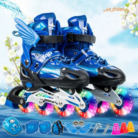 Giày Patin Phát Sáng Cao Cấp Cho Trẻ Em và Người Lớn Mẫu Mới 2020 - Nhiều Màu Đen, Hồng, Xanh, Đỏ, Điều Chỉnh Kích Cỡ Thoải Mái