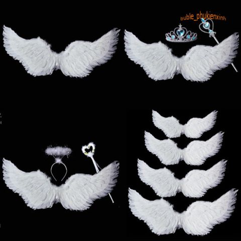 Đôi Cánh Thiên Thần Cosplay Trắng Kích Thước 80x60cm - Phụ Kiện Tiệc Tùng Dễ Thương Cho Người Lớn & Trẻ Em