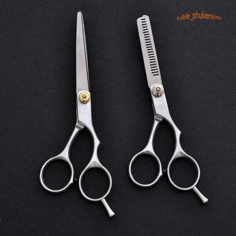 Bộ Kéo Tỉa Tóc Chuyên Nghiệp Không Gỉ - Dụng Cụ Cắt Tóc Salon Cao Cấp, Lưỡi Thẳng 17cm, Hoàn Hảo Cho Mỗi Chuyên Gia Tóc