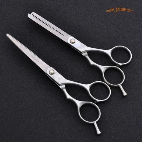 Bộ Kéo Tỉa Tóc Chuyên Nghiệp Không Gỉ - Dụng Cụ Cắt Tóc Salon Cao Cấp, Lưỡi Thẳng 17cm, Hoàn Hảo Cho Mỗi Chuyên Gia Tóc