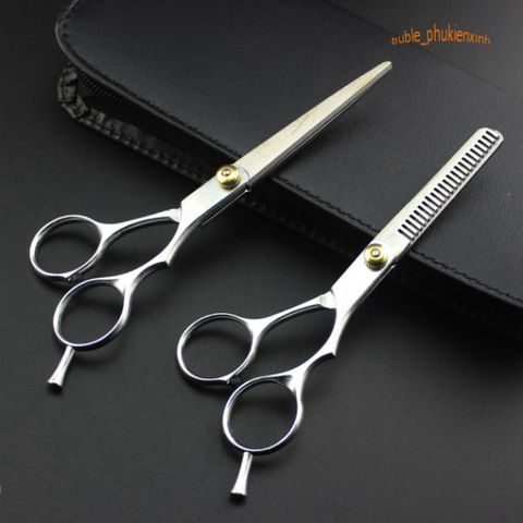 Bộ Kéo Tỉa Tóc Chuyên Nghiệp Không Gỉ - Dụng Cụ Cắt Tóc Salon Cao Cấp, Lưỡi Thẳng 17cm, Hoàn Hảo Cho Mỗi Chuyên Gia Tóc