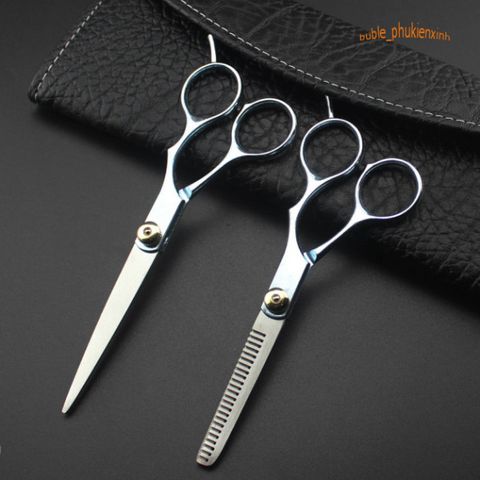 Bộ Kéo Tỉa Tóc Chuyên Nghiệp Không Gỉ - Dụng Cụ Cắt Tóc Salon Cao Cấp, Lưỡi Thẳng 17cm, Hoàn Hảo Cho Mỗi Chuyên Gia Tóc