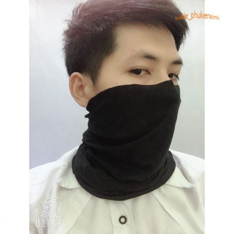 Khăn Bịt Mặt Đa Năng Chống Nắng & Bụi - Khăn Phượt Đen Trơn Tiện Lợi, Co Giãn Tốt, Dễ Sử Dụng cho Nam Nữ