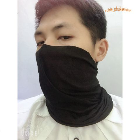 Khăn Bịt Mặt Đa Năng Chống Nắng & Bụi - Khăn Phượt Đen Trơn Tiện Lợi, Co Giãn Tốt, Dễ Sử Dụng cho Nam Nữ
