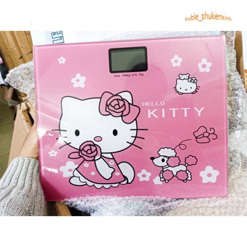Cân Điện Tử Hình Mèo Hello Kitty - Kính Cường Lực, Chịu Lực Tối Đa 180KG, Thiết Kế Dễ Thương, Bảo Hành 1 Năm