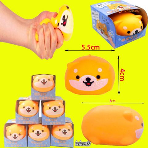 Đồ Chơi Squishy Hình Chú Chó Shiba Inu Dễ Thương - Bộ 3 Màu Giúp Giảm Căng Thẳng và Thư Giãn Cho Trẻ Em