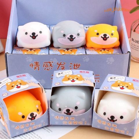 Đồ Chơi Squishy Hình Chú Chó Shiba Inu Dễ Thương - Bộ 3 Màu Giúp Giảm Căng Thẳng và Thư Giãn Cho Trẻ Em