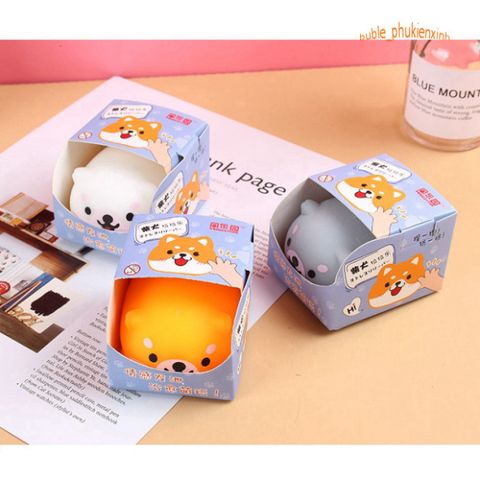 Đồ Chơi Squishy Hình Chú Chó Shiba Inu Dễ Thương - Bộ 3 Màu Giúp Giảm Căng Thẳng và Thư Giãn Cho Trẻ Em