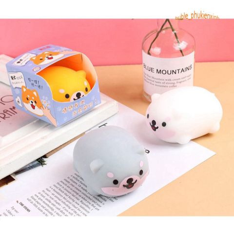 Đồ Chơi Squishy Hình Chú Chó Shiba Inu Dễ Thương - Bộ 3 Màu Giúp Giảm Căng Thẳng và Thư Giãn Cho Trẻ Em
