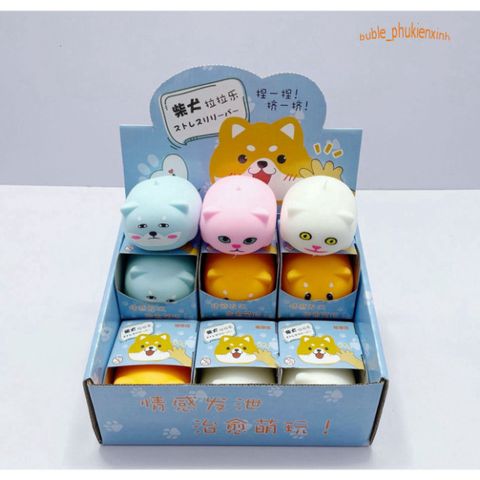 Đồ Chơi Squishy Hình Chú Chó Shiba Inu Dễ Thương - Bộ 3 Màu Giúp Giảm Căng Thẳng và Thư Giãn Cho Trẻ Em