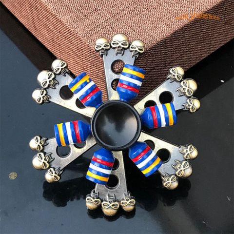 Con Quay Spinner Kim Loại 8 Cánh 2 Tầng - 6 Viên Bi Đỏ, Quay êm, Giải Tỏa Stress - Đồ Chơi Trẻ Em Chất Lượng Cao