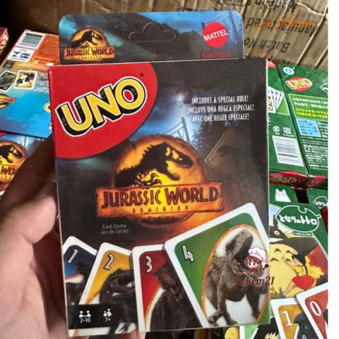 Hộp Đựng Bài Uno Jurassic World 112 Lá - Đồ Chơi Boardgame Công Viên Khủng Long Cho Trò Chơi Nhóm 2-10 Người