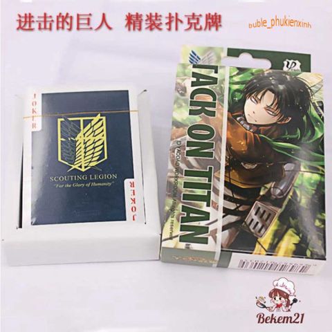 Bộ Bài Tây Anime Attack on Titan - 54 Lá Hình Khác Nhau Trong Hộp, Quà Tặng Độc Đáo Cho Fan Hâm Mộ