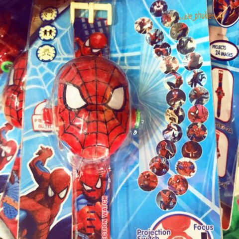 Đồng Hồ Chiếu Hình 3D Spider-Man Cho Bé Trai - Chiếu 24 Hình Ảnh Nhân Vật Siêu Anh Hùng Nổi Tiếng, Đồ Chơi An Toàn, Thời Trang Cá Tính