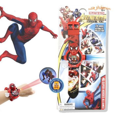 Đồng Hồ Chiếu Hình 3D Spider-Man Cho Bé Trai - Chiếu 24 Hình Ảnh Nhân Vật Siêu Anh Hùng Nổi Tiếng, Đồ Chơi An Toàn, Thời Trang Cá Tính