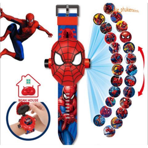 Đồng Hồ Chiếu Hình 3D Spider-Man Cho Bé Trai - Chiếu 24 Hình Ảnh Nhân Vật Siêu Anh Hùng Nổi Tiếng, Đồ Chơi An Toàn, Thời Trang Cá Tính