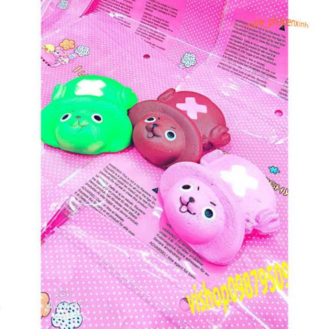 Squishy Bánh Mặt Chopper One Piece - Đồ Chơi Mềm Mịn Kèm Móc Khóa Anime Dễ Thương Cho Tín Đồ Manga