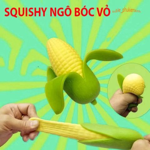 Squishy Gudetama Bắp Ngô Bóc Vỏ Màu Xanh Vàng - Đồ Chơi Xả Stress Mochi Slime Đáng Yêu, Giải Tỏa Căng Thẳng