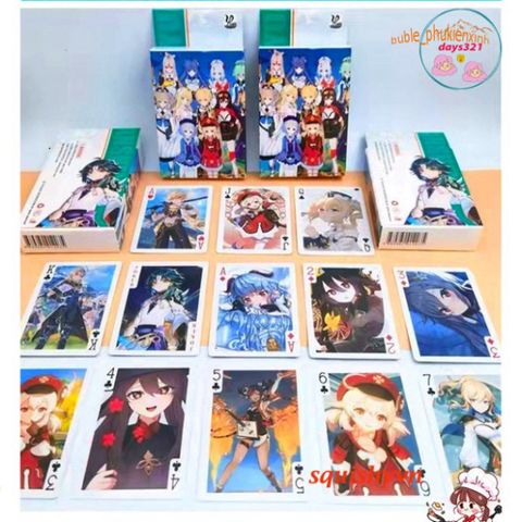 Bộ Bài Tây Genshin Impact 2024 - 54 Lá Bài Nhân Vật Furina, Neuvillette, Wriothesley, Lyney, Alhaitham, Kazuha, Raiden, Yae Zhon