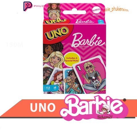 Bộ Thẻ Bài UNO Barbie - 112 thẻ bài trò chơi thú vị với hình ảnh nhân vật hoạt hình, hoàn hảo cho gia đình và bạn bè.