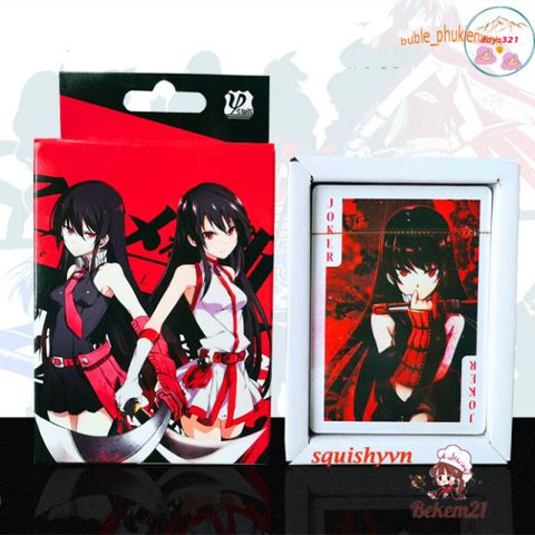 Bộ Bài Poker Hoạt Hình Akame ga Kill - 52 Lá, Quà Tặng Dành Cho Fan Anime, Dành Cho Học Sinh, Vô Địch Truyền Thuyết