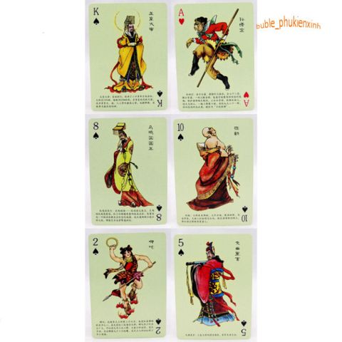 Hộp đựng Bài Hồng Lâu Mộng 1987 & Tây Du Ký 1986 - Bộ bài hoài niệm 54 lá, sưu tập Tam Quốc & Thủy Hử, ký ức tuổi thơ