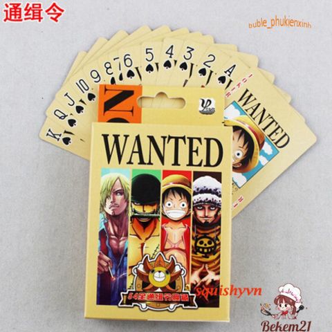 Bộ bài tây Poker One Piece Wanted Luffy 52 lá - Hộp thiết kế hình anime độc đáo, quà tặng tuyệt vời cho fan manga