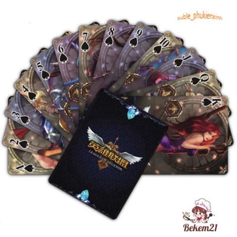 Bộ Bài Tây Liên Minh Huyền Thoại - Call of Elements, 55 Lá Chất Lượng Cao với Hình Ảnh Các Tướng và Thần Bài Shyvana, Quà Tặng Fan Game