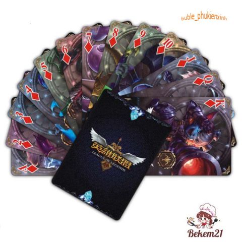 Bộ Bài Tây Liên Minh Huyền Thoại - Call of Elements, 55 Lá Chất Lượng Cao với Hình Ảnh Các Tướng và Thần Bài Shyvana, Quà Tặng Fan Game