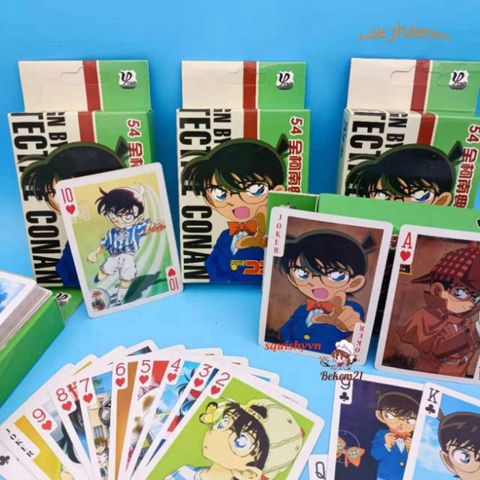 Bộ Thẻ Bài Edogawa Conan 54 Lá - Hình Ảnh Ran Mori, Kid, Agasa, Haibara - Quà Tặng Fan Anime, Đồ Chơi Giải Trí