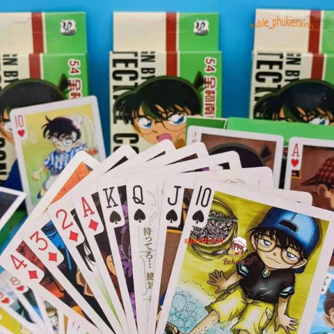 Bộ Thẻ Bài Edogawa Conan 54 Lá - Hình Ảnh Ran Mori, Kid, Agasa, Haibara - Quà Tặng Fan Anime, Đồ Chơi Giải Trí