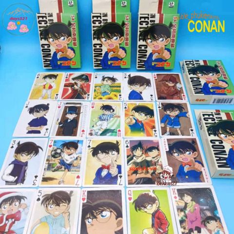 Bộ Thẻ Bài Edogawa Conan 54 Lá - Hình Ảnh Ran Mori, Kid, Agasa, Haibara - Quà Tặng Fan Anime, Đồ Chơi Giải Trí