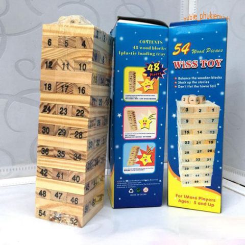 Bộ Đồ Chơi Rút Gỗ 54 Thanh và Xúc Xắc - Trò Chơi Giải Trí Phát Triển Kỹ Năng Cho Trẻ Em và Người Lớn, Chơi Nhóm 2-6 Người