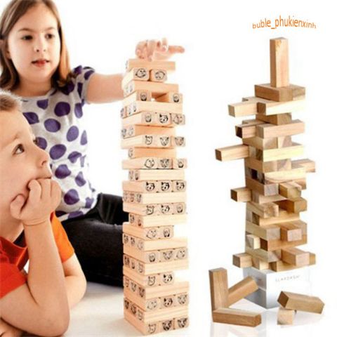 Bộ Đồ Chơi Rút Gỗ 54 Thanh và Xúc Xắc - Trò Chơi Giải Trí Phát Triển Kỹ Năng Cho Trẻ Em và Người Lớn, Chơi Nhóm 2-6 Người