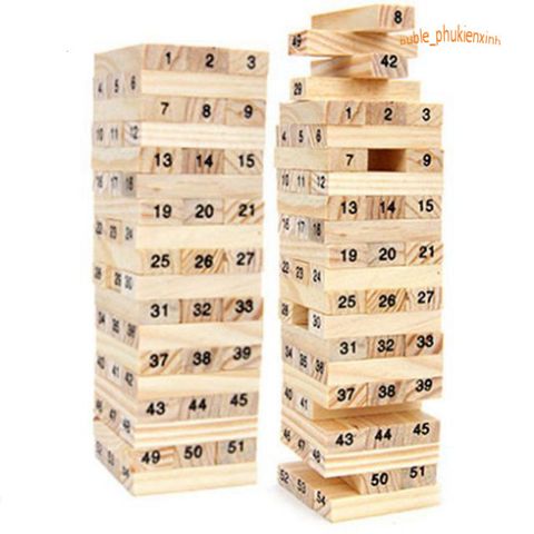 Bộ Đồ Chơi Rút Gỗ 54 Thanh và Xúc Xắc - Trò Chơi Giải Trí Phát Triển Kỹ Năng Cho Trẻ Em và Người Lớn, Chơi Nhóm 2-6 Người