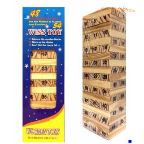 Bộ Đồ Chơi Rút Gỗ 54 Thanh và Xúc Xắc - Trò Chơi Giải Trí Phát Triển Kỹ Năng Cho Trẻ Em và Người Lớn, Chơi Nhóm 2-6 Người