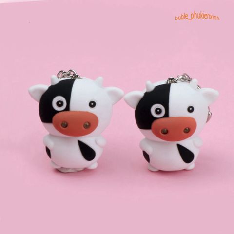 Móc Khóa Đèn LED Phát Sáng Hình Bò Sữa Ngộ Nghĩnh - Móc Khóa Âm Thanh Dễ Thương Cho Fan Bò Sữa