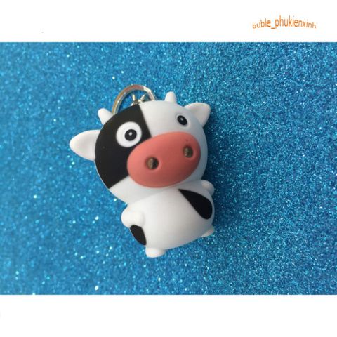 Móc Khóa Đèn LED Phát Sáng Hình Bò Sữa Ngộ Nghĩnh - Móc Khóa Âm Thanh Dễ Thương Cho Fan Bò Sữa