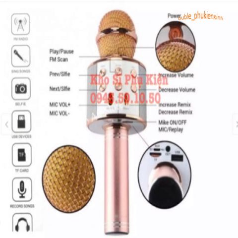 Micro Không Dây WS-858 Bluetooth 4.0 - Âm Thanh Chất Lượng Cao, Pin 1800mAh, Kết Nối Tiện Dụng Cho Loa, Smartphone, iPad