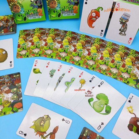 Thẻ Bài Trò Chơi Hoạt Hình Plants Vs Zombies - Bộ 55 Lá Hình Ảnh Zombie Xanh Độc Đáo Cho Trẻ Em