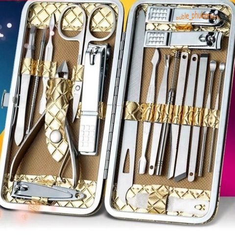 Bộ Dụng Cụ Chăm Sóc Móng Tay 19 Món - Kiềm Cắt, Kéo, Nhíp và các Dụng Cụ Làm Sạch | Hộp Da Sang Trọng