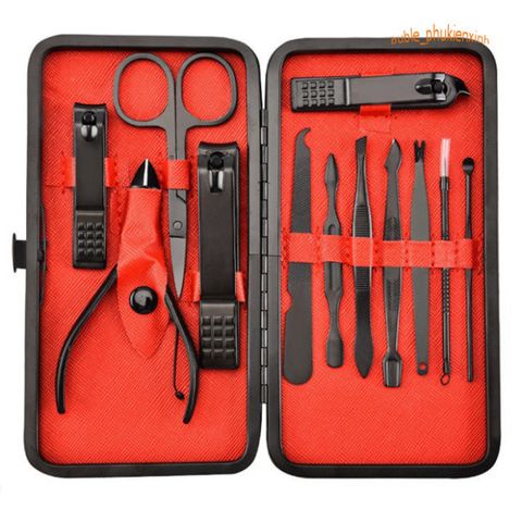 Bộ Dụng Cụ Chăm Sóc Móng Tay 19 Món - Kiềm Cắt, Kéo, Nhíp và các Dụng Cụ Làm Sạch | Hộp Da Sang Trọng