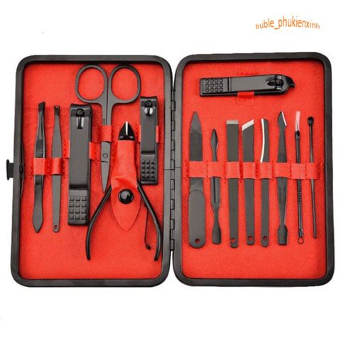 Bộ Dụng Cụ Chăm Sóc Móng Tay 19 Món - Kiềm Cắt, Kéo, Nhíp và các Dụng Cụ Làm Sạch | Hộp Da Sang Trọng
