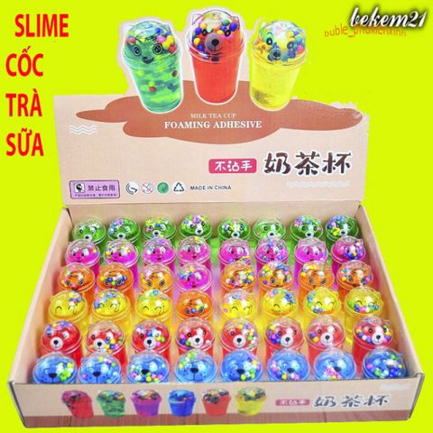 Slime Cốc Trà Sữa Hình Mèo Gấu (6 Màu) - Đồ Chơi Slam Gudetama Độc Đáo, Charm Tuyệt Đẹp Cho Trẻ Em