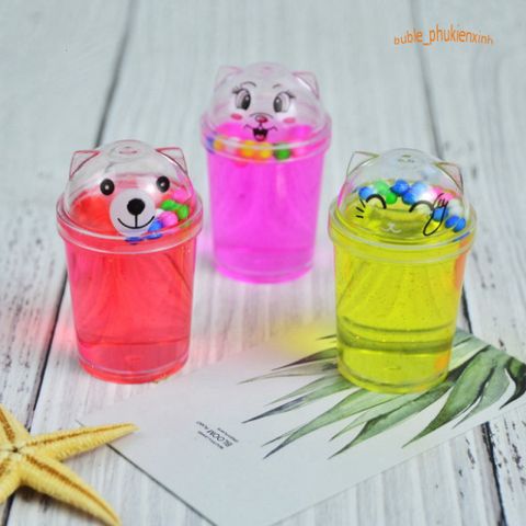 Slime Cốc Trà Sữa Hình Mèo Gấu (6 Màu) - Đồ Chơi Slam Gudetama Độc Đáo, Charm Tuyệt Đẹp Cho Trẻ Em